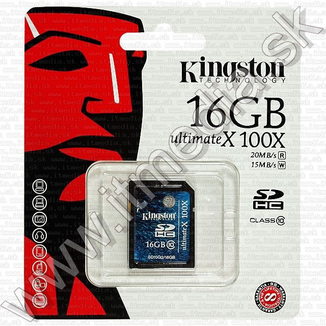 Image of Kingston Secure Digital (SD-HC) card, 16GB info! Class10 G2 (IT8591)